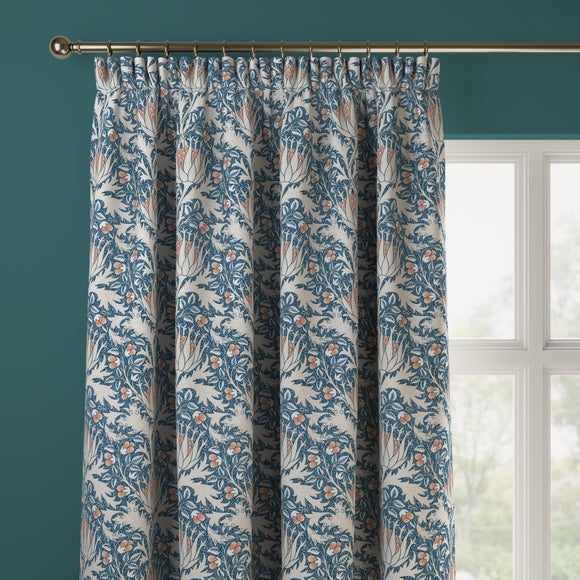 William Morris At Home Artichoke Velvet Made to Measure Curtain Velvet Navy