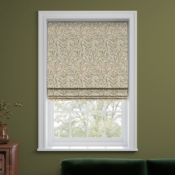 William Morris At Home Willow Bough Embroidery Made to Measure Roman Blind Embroidery Olive
