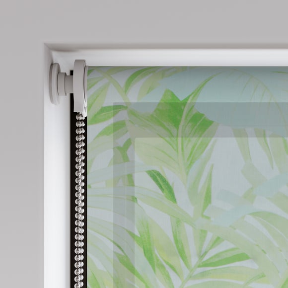 Tropical Maui Sheer Fire Retardant Made to Measure Roller Blind Green
