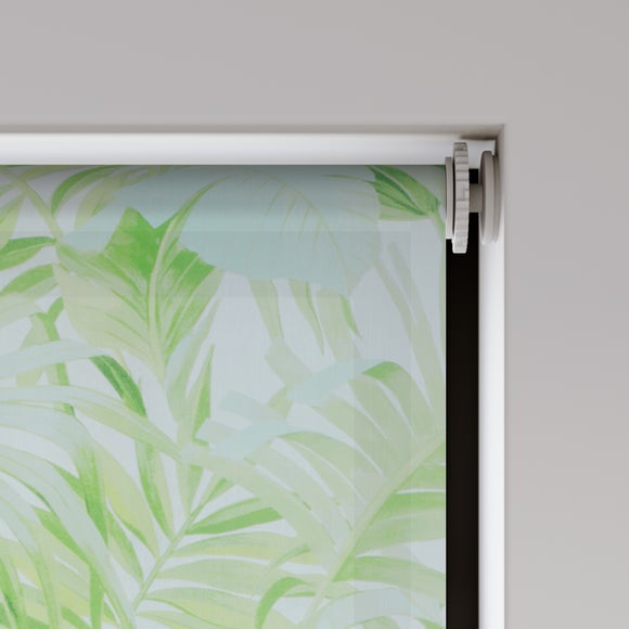 Tropical Maui Sheer Fire Retardant Made to Measure Roller Blind Green