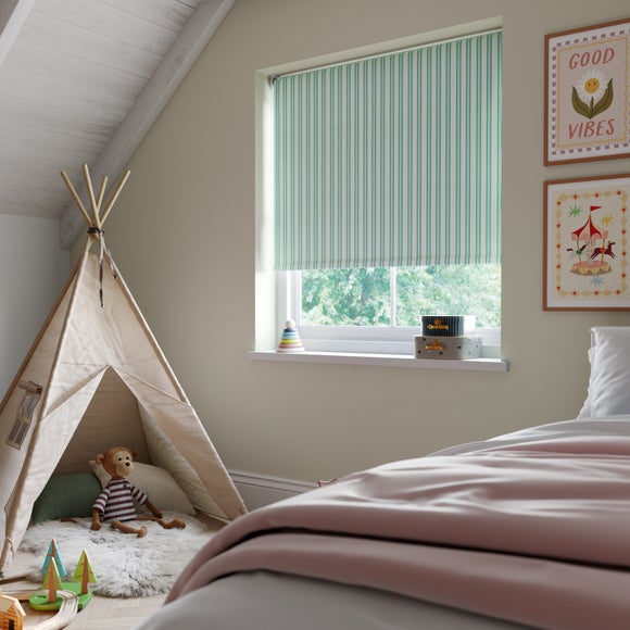 Scallop Stripe Blackout Made to Measure Roller Blind scallop stripe blue