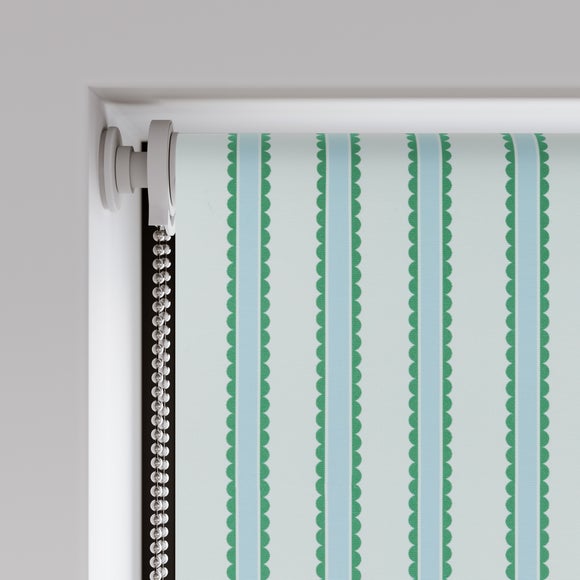 Scallop Stripe Blackout Made to Measure Roller Blind scallop stripe blue