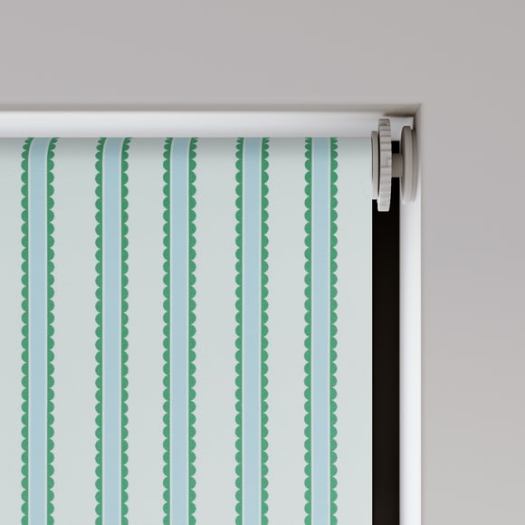 Scallop Stripe Blackout Made to Measure Roller Blind scallop stripe blue