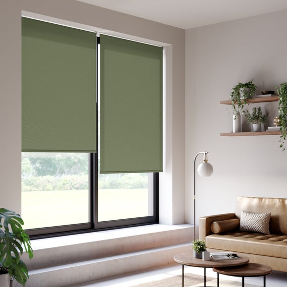 Flora Fire Retardant Daylight Made to Measure Roller Blind Soft Olive