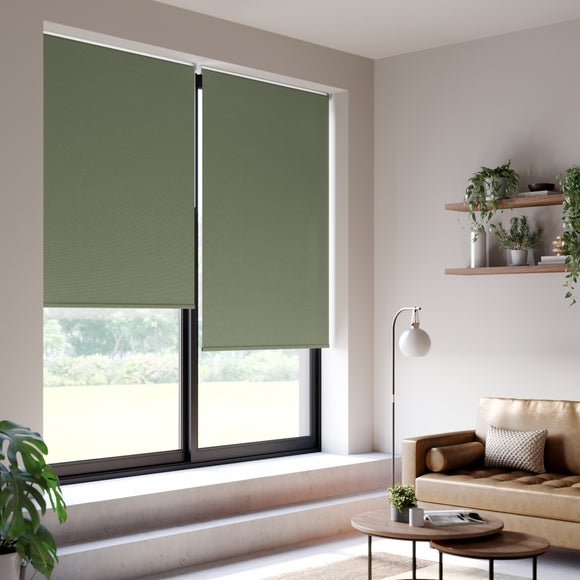Flora Fire Retardant Blackout Made to Measure Roller Blind Soft Olive