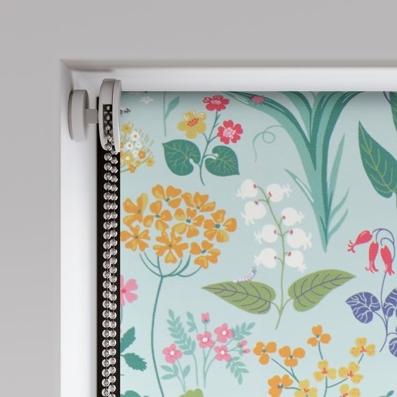 Plantopia Fire Retardant Blackout Made to Measure Roller Blind Blue