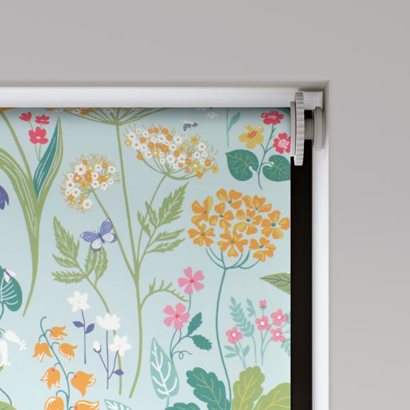 Plantopia Fire Retardant Blackout Made to Measure Roller Blind Blue