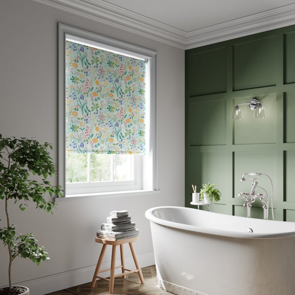 Plantopia Fire Retardant Blackout Made to Measure Roller Blind Blue