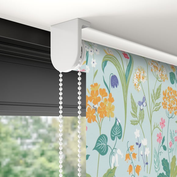 Plantopia Fire Retardant Blackout Made to Measure Roller Blind Blue