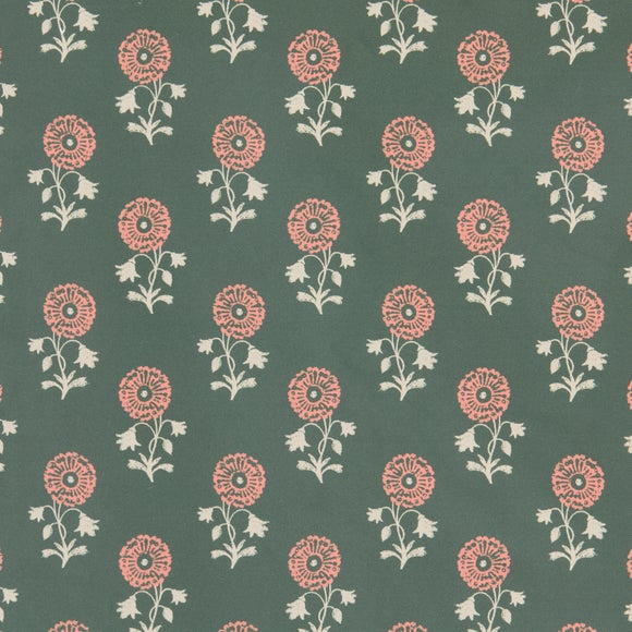 Lizzy Tile Fire Retardant Blackout Made to Measure Roller Blind Coral Green