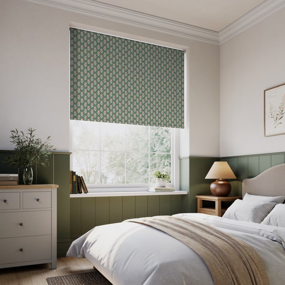 Lizzy Tile Fire Retardant Blackout Made to Measure Roller Blind Coral Green