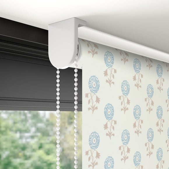 Lizzy Tile Fire Retardant Blackout Made to Measure Roller Blind Blue Natural