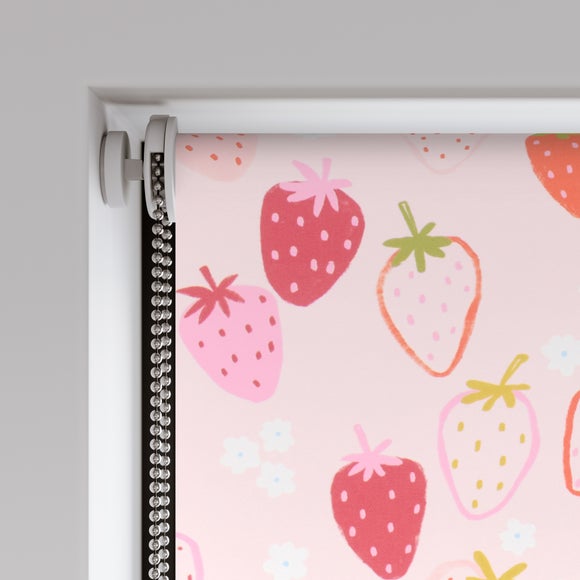 Strawberries Blackout Made to Measure Roller Blind Pink