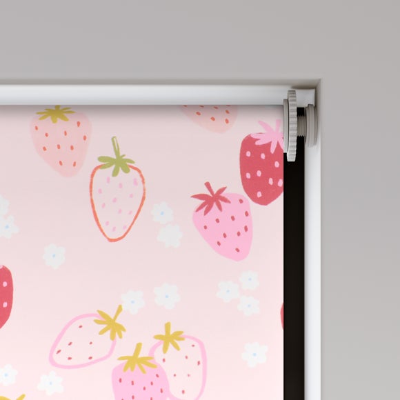 Strawberries Blackout Made to Measure Roller Blind Pink