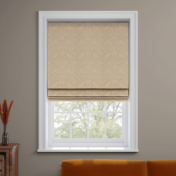 William Morris At Home Strawberry Thief Woven Made to Measure Roman Blind Strawberry Thief Woven Natural