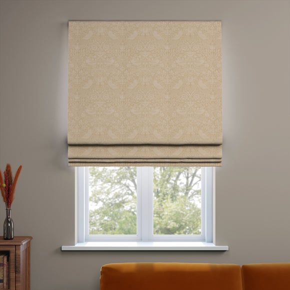 William Morris At Home Strawberry Thief Woven Made to Measure Roman Blind Strawberry Thief Woven Natural