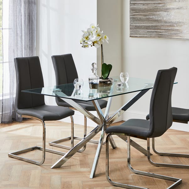 Lumia Rectangular Glass Dining Table with 4 Jamison Chairs image 1 of 1
