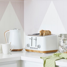 Contemporary White Kettle and Toaster Set
