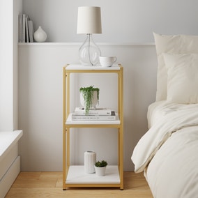 Modular Gold & White 3 Shelf Small Shelving Unit