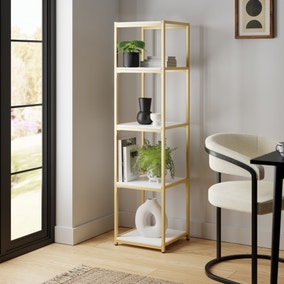 Modular Gold & White 5 Shelf Tall Shelving Unit