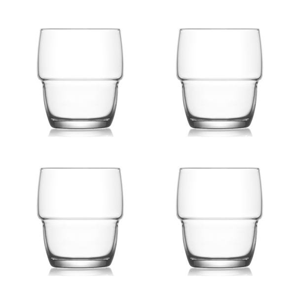 Set of 4 Stacking Clear Tumbler Glasses image 1 of 2