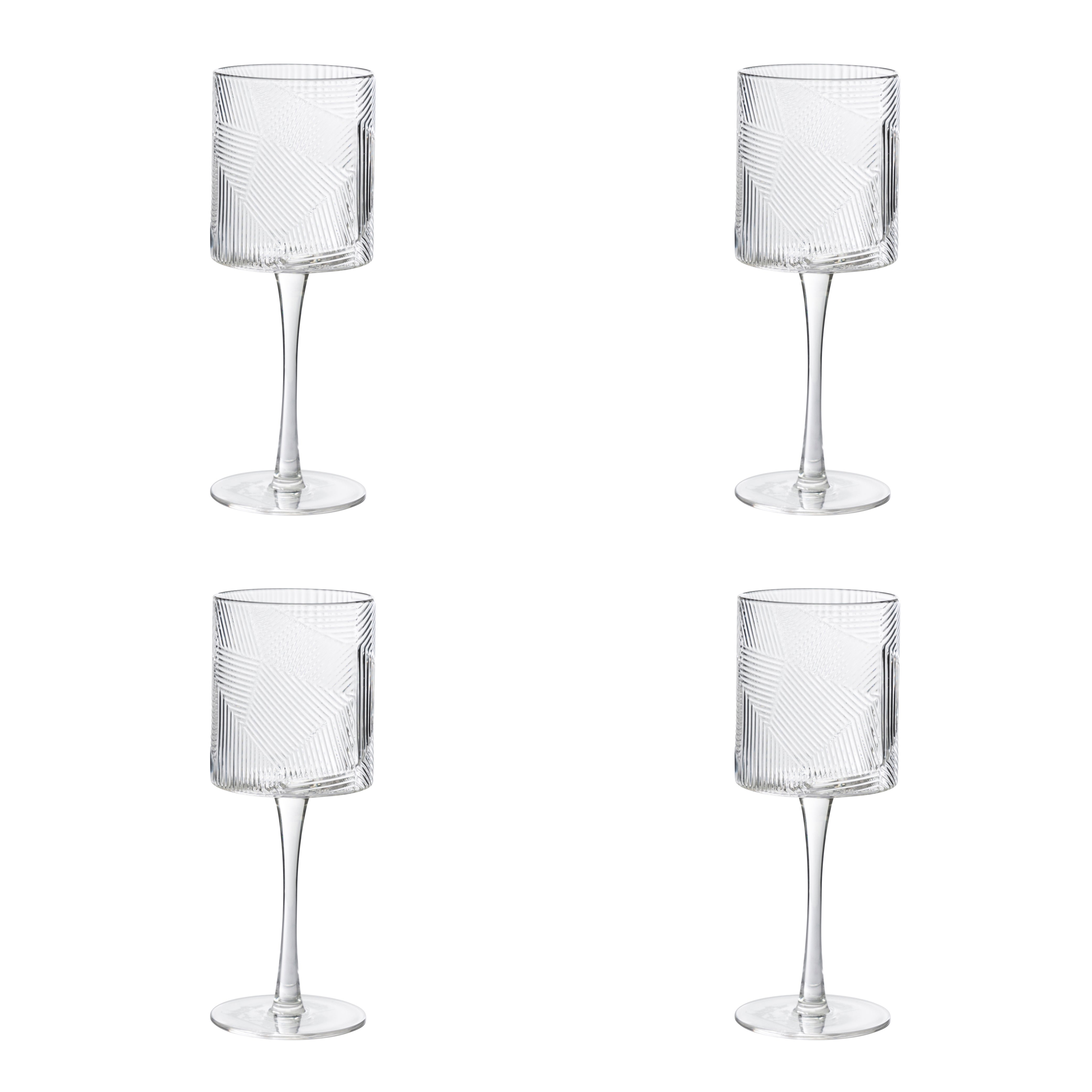 Set Of 4 Linear Wine Glasses Clear