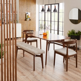 Alva Rectangle Dining Table with 2 Alva Chairs and 2 Benches