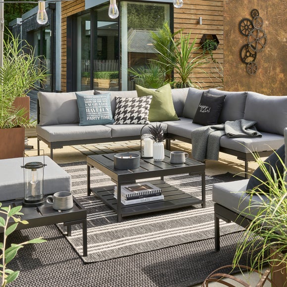 Black garden corner discount sofa