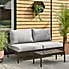 Elements Black Modular 7 Seater Corner Sofa Set with Coffee and Side Tables Black