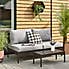 Elements Black Modular 7 Seater Corner Sofa Set with Coffee and Side Tables Black