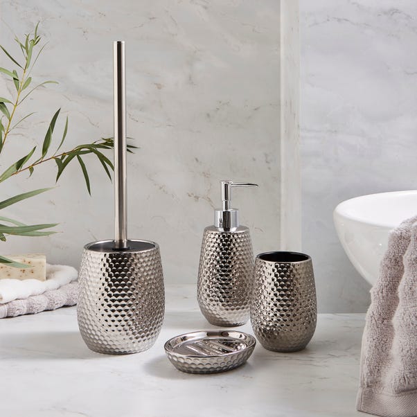 Silver Hammered Effect Bathroom Accessories Set image 1 of 6
