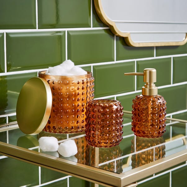 Amber Glass Bathroom Accessories Set image 1 of 7