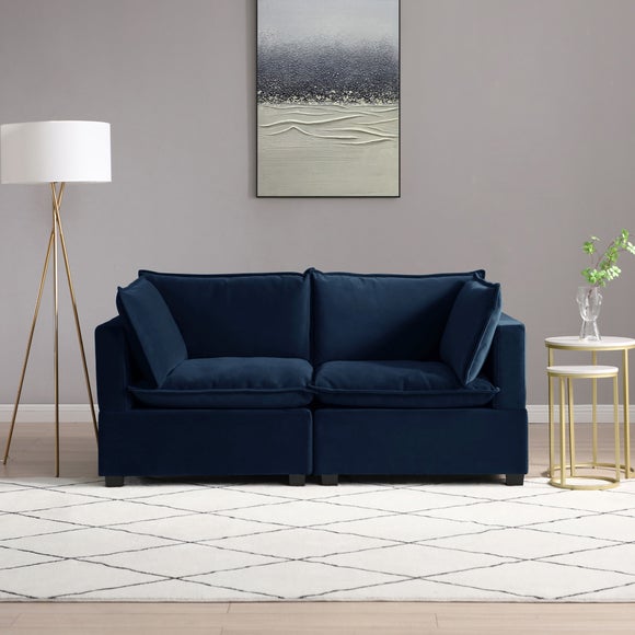 2 seater store navy blue sofa