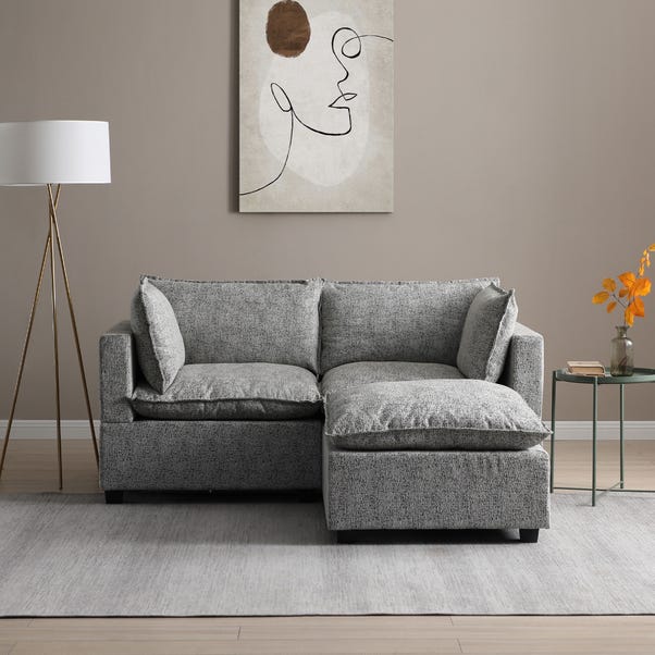 Moda 2 Seater Modular Sofa with Chaise, Light Grey Boucle image 1 of 4