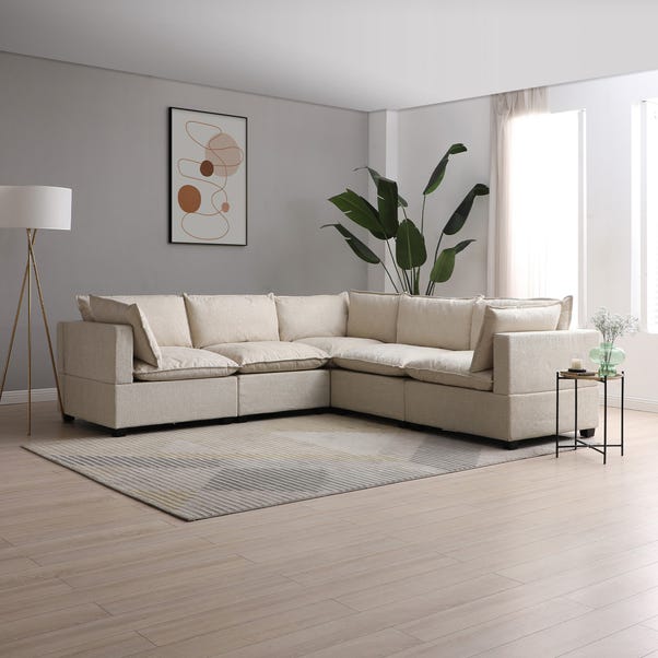 Moda Corner Modular Sofa, Natural Boucle image 1 of 6