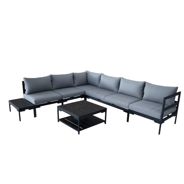 Elements Black Modular 6 Seater Corner Sofa Set with Coffee and Side Tables image 1 of 6