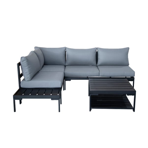 Elements Black Modular 4 Seater Corner Sofa Set with Coffee and Side Tables image 1 of 5