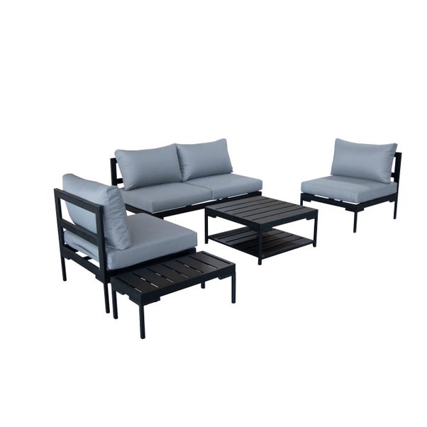 Elements Black Modular 4 Seater Conversational Set with Coffee and Side Tables image 1 of 5