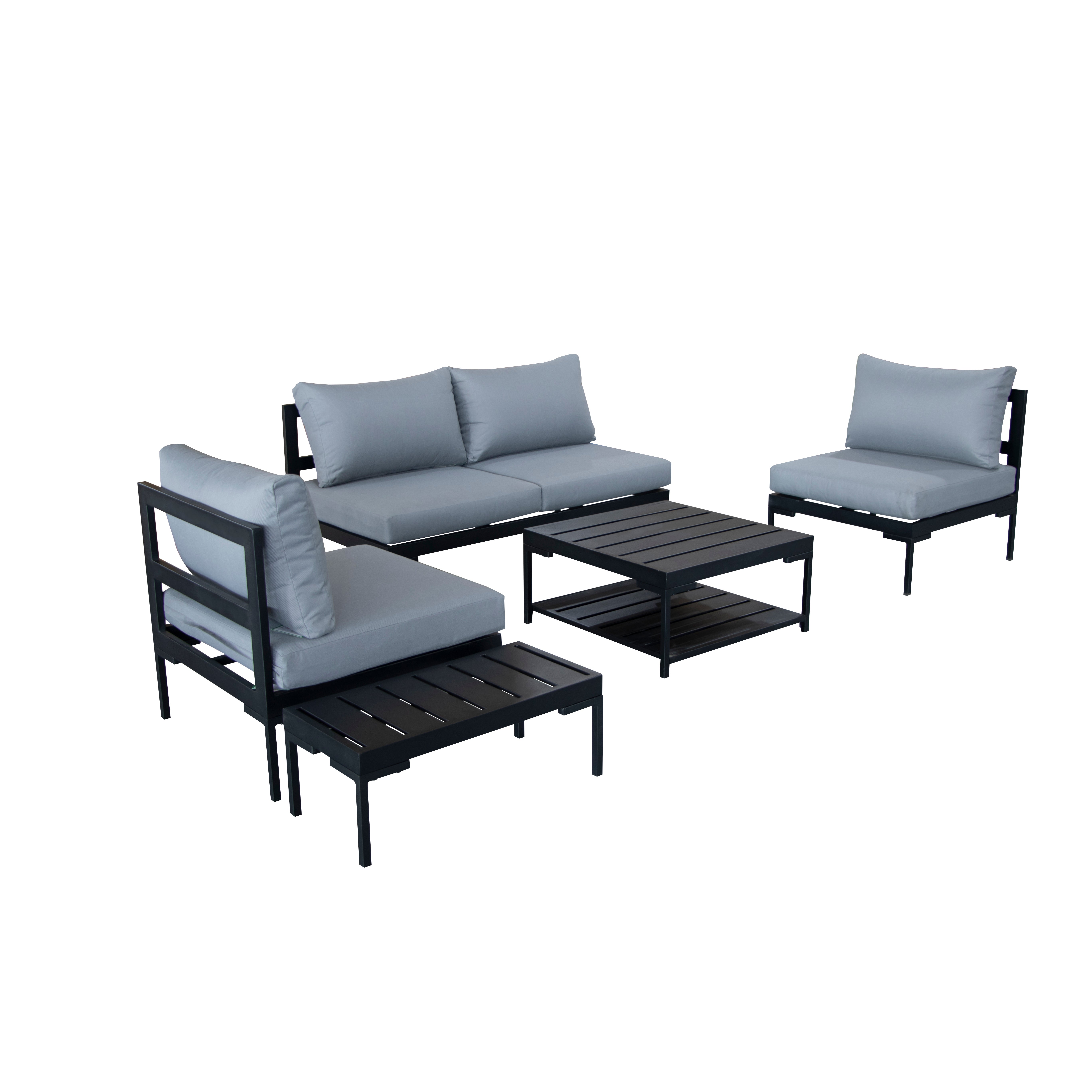 Elements Black Modular 4 Seater Conversational Set With Coffee And Side Tables Black