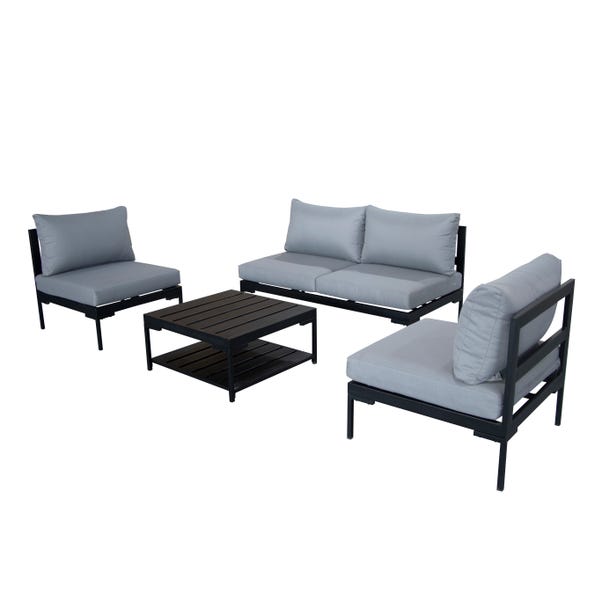 Elements Black Modular 4 Seater Conversational Set with Coffee Table image 1 of 4