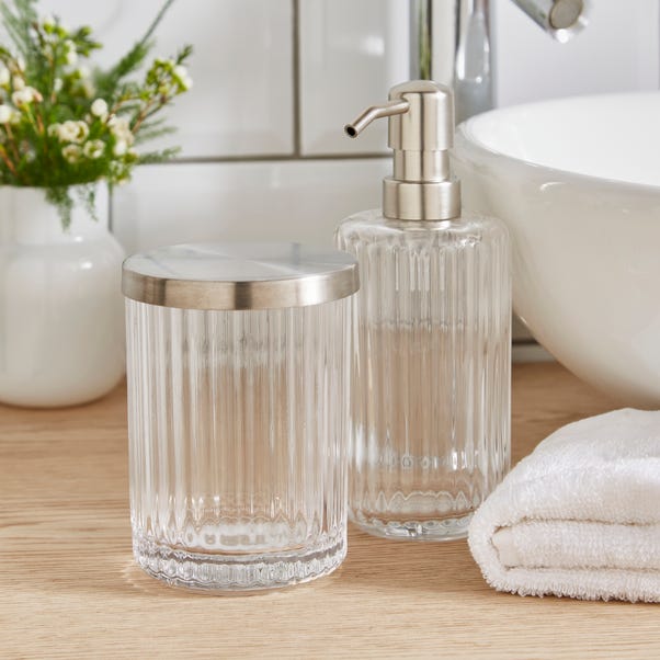 London Ribbed Glass Bathroom Accessories Set image 1 of 6