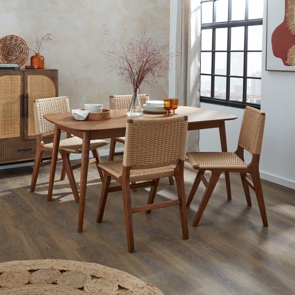 Karla 4 Seater Rectangular Extendable Dining Table with 4 Cordella Dark Stained Oak Dining Chairs thumbnail