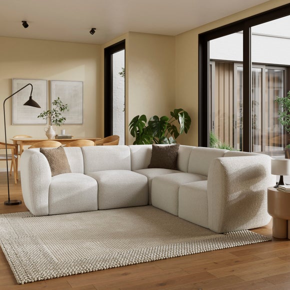 Click to view product details and reviews for Romy Chunky Tonal Boucle Modular Reversible Full Corner Sofa.