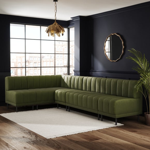 Click to view product details and reviews for Amali Matte Plush Velvet Right Hand Dining Bench Olive Bundle.