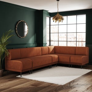 Mae Matte Plush Velvet Left Hand Dining Bench Orange Bundle