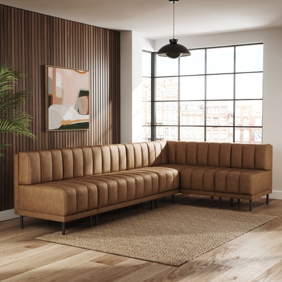 Amali Faux Leather Left Hand Dining Bench Bundle