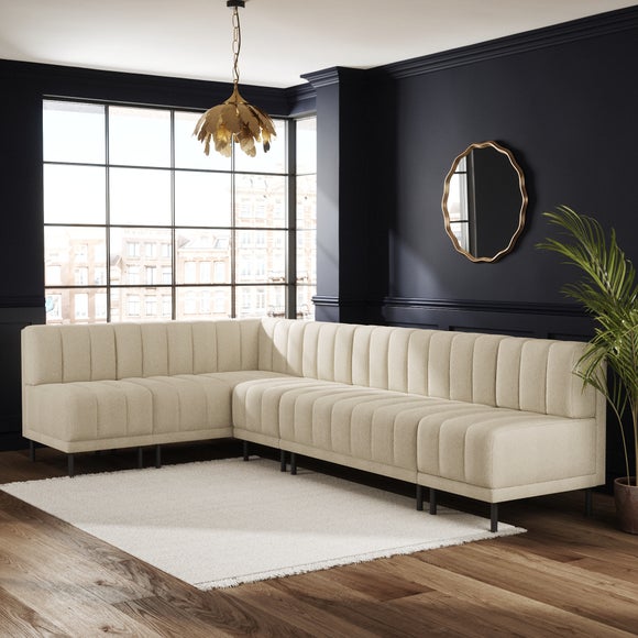 Amali Boucle Right Hand Dining Bench White Sand Bundle