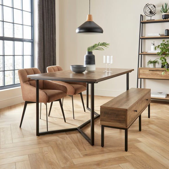View Brayden Rectangular Dining Table- Jase Dining Chairs & Fulton Dining Bench View Brayden Rectangular Dining Table- Jase Dining Chairs & Fulton Dining Bench