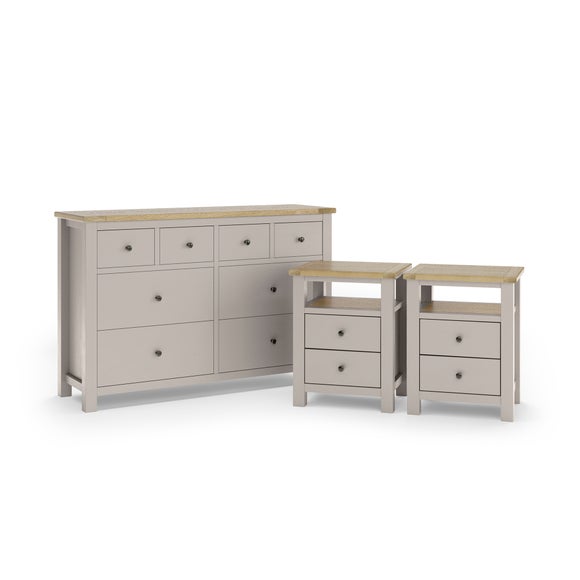 Olney Oak Wide Chest and Bedside Tables Bundle