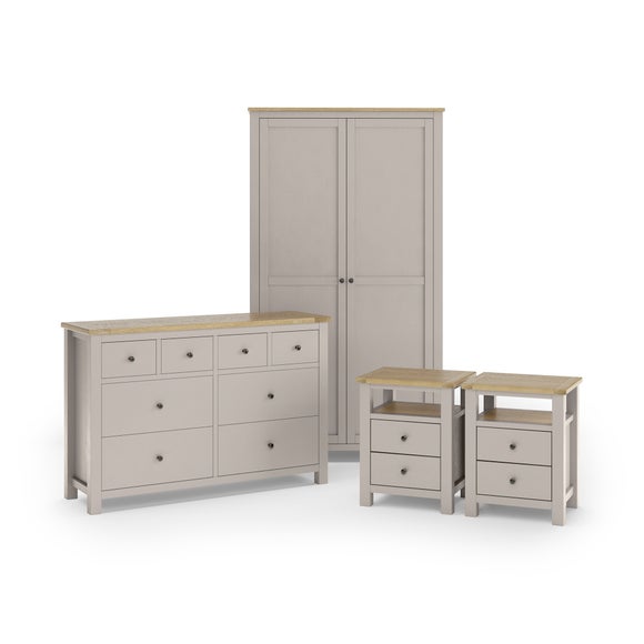 Olney Stone Wide Chest, Double Wardrobe & Bedside Tables Bundle
